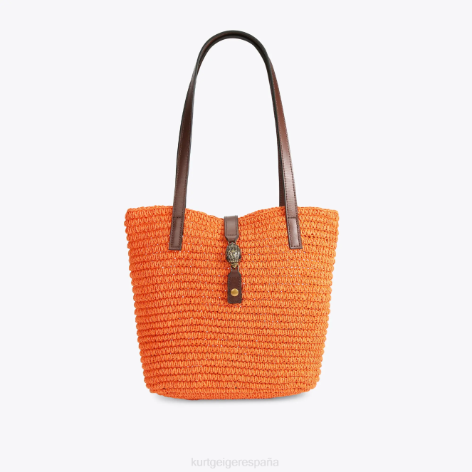 Kurt Geiger mujer bolso tote london hampton de rafia 2LPR458 | bolsas naranja